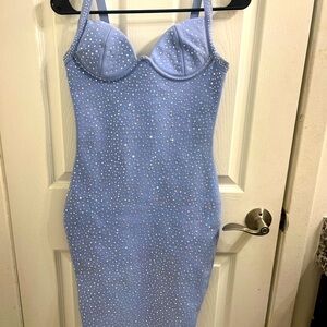 Blue bodycon bedazzled dress